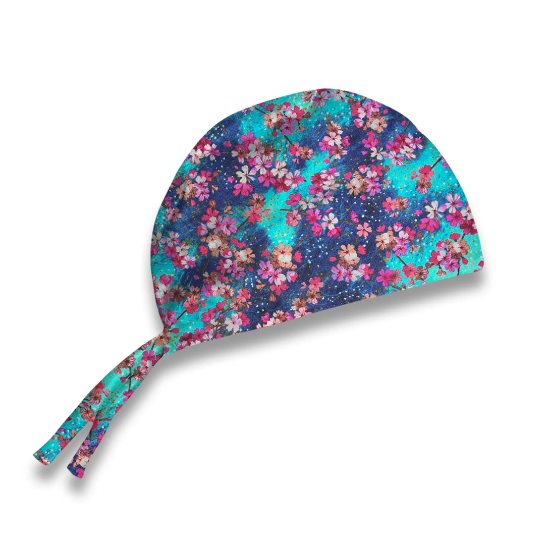 Aqua Blossoms Scrub Hat