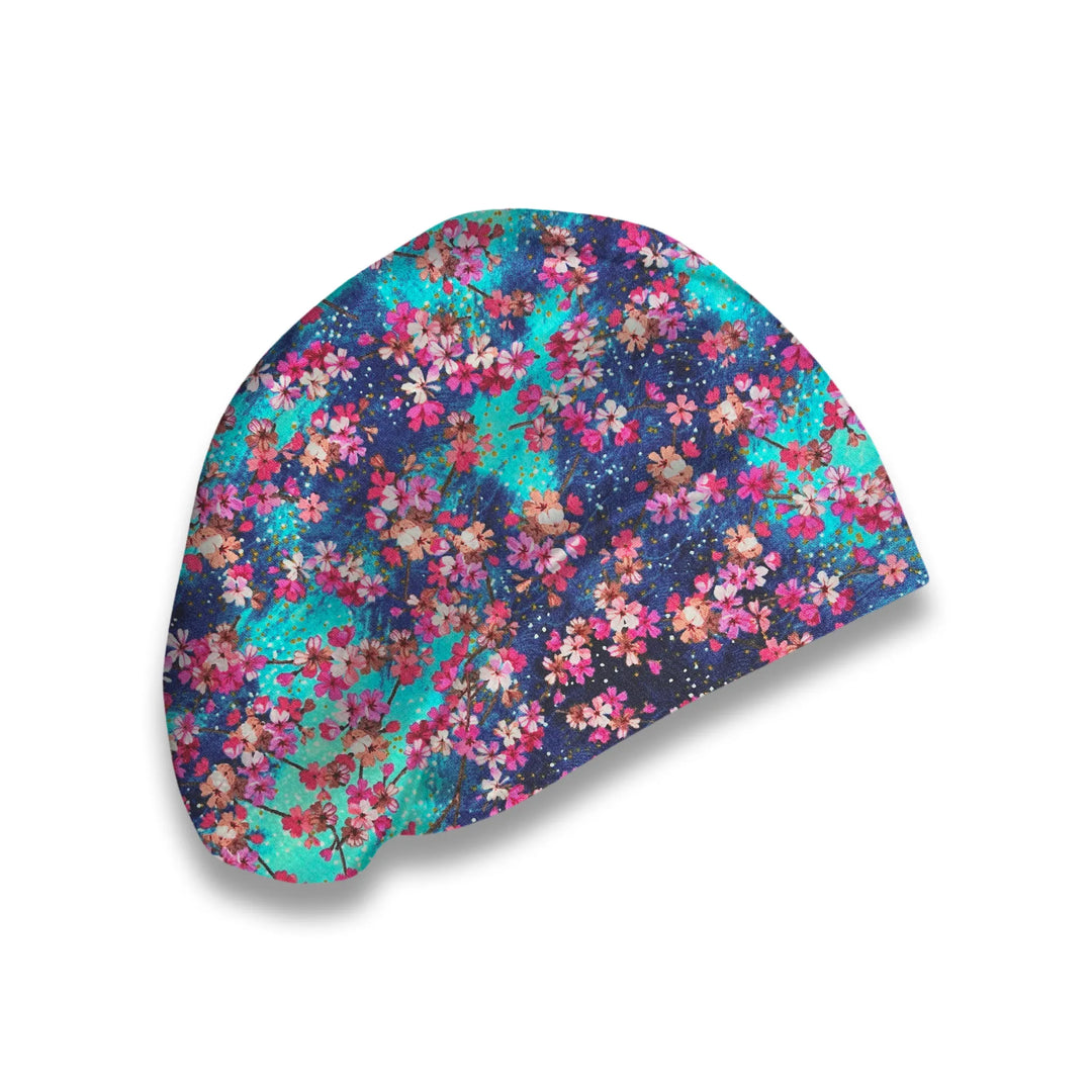 Aqua Blossoms Scrub Hat
