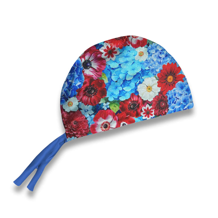 Red, White, & Bloom Scrub Hat