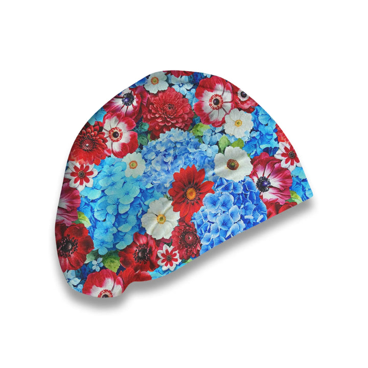 Red, White, & Bloom Scrub Hat